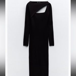 Zara asymmetric black sweater dress